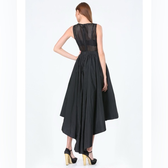 Bebe Nelly Geo Mesh Hi-lo Dress in Black - Picture 2 of 5